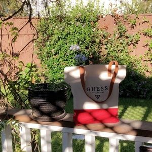 GUESS USA Los Angeles Canvas Messenger Tote Bag